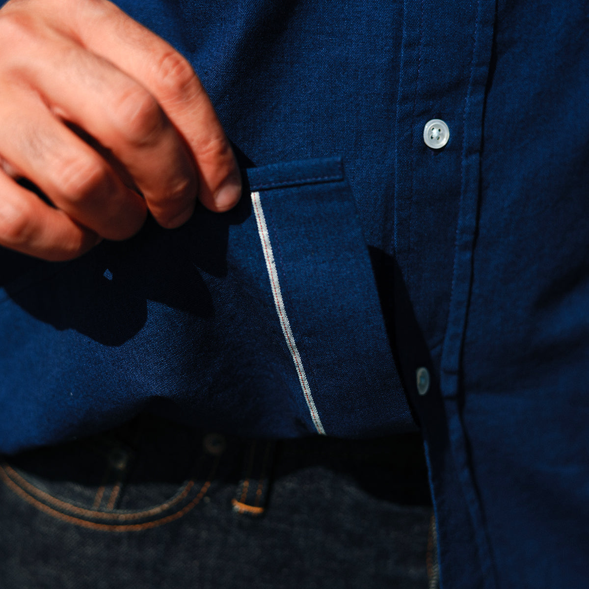 Club Collar Shirt - Indigo Selvedge Broadcloth