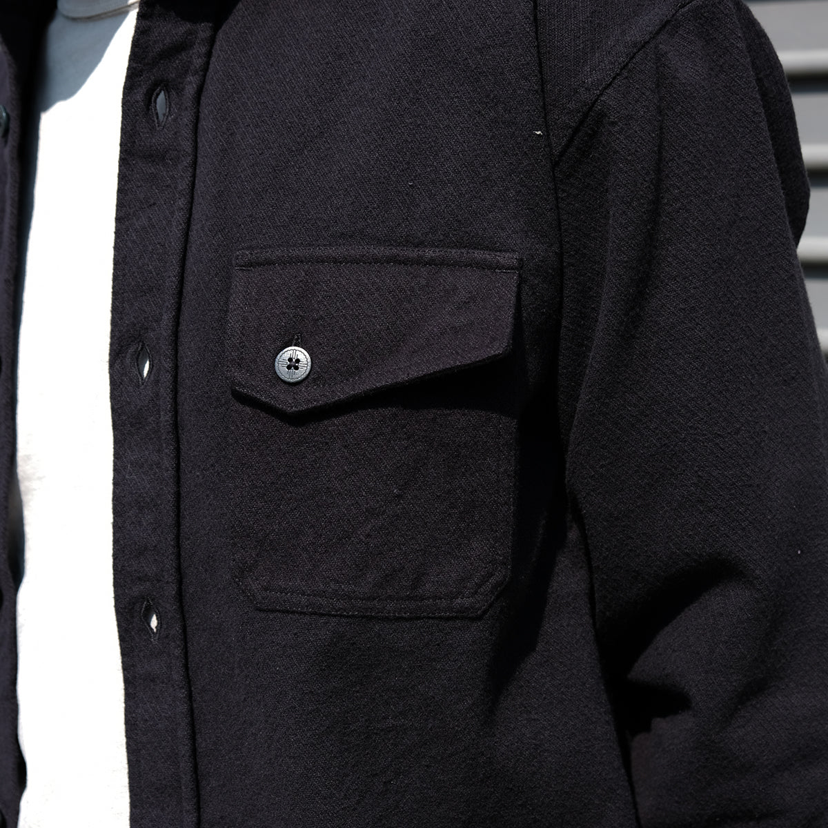 Crosscut Flannel Shirt - Black Cotton Twill