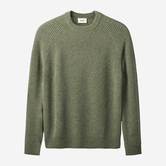 Delta Ribbed Wool Knit Sweater - Thyme Melange