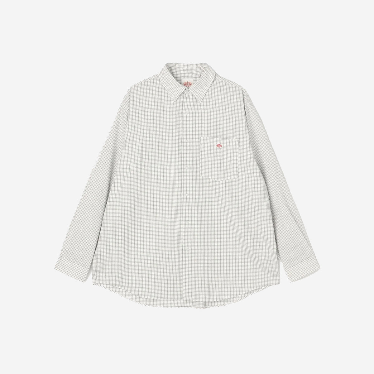 Dot Button BD Oxford L/S Shirt - Off-White x Navy Check