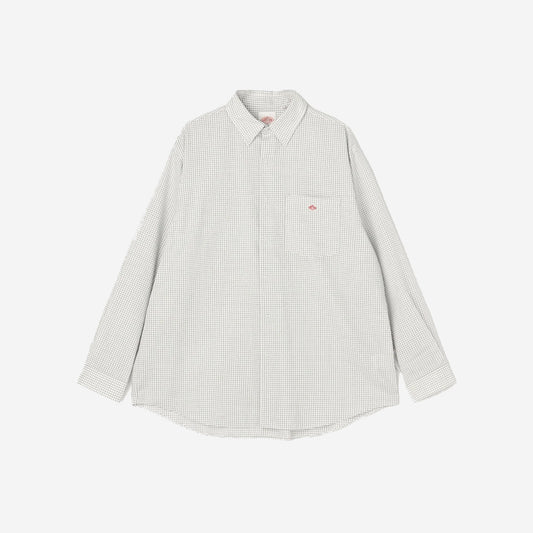 Dot Button BD Oxford L/S Shirt - Off-White x Navy Check