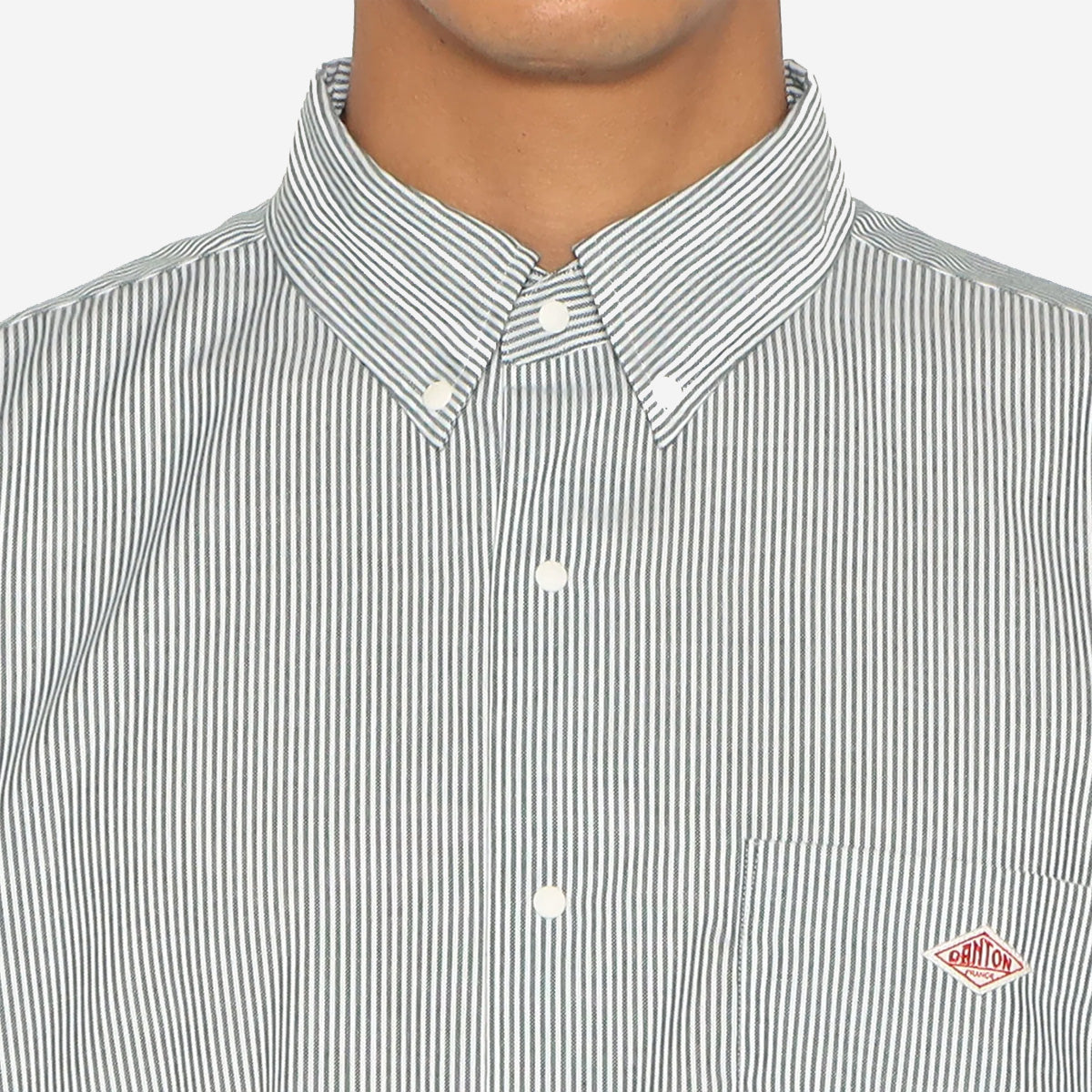 Dot Button BD Oxford L/S Shirt - Off-White x Navy Check