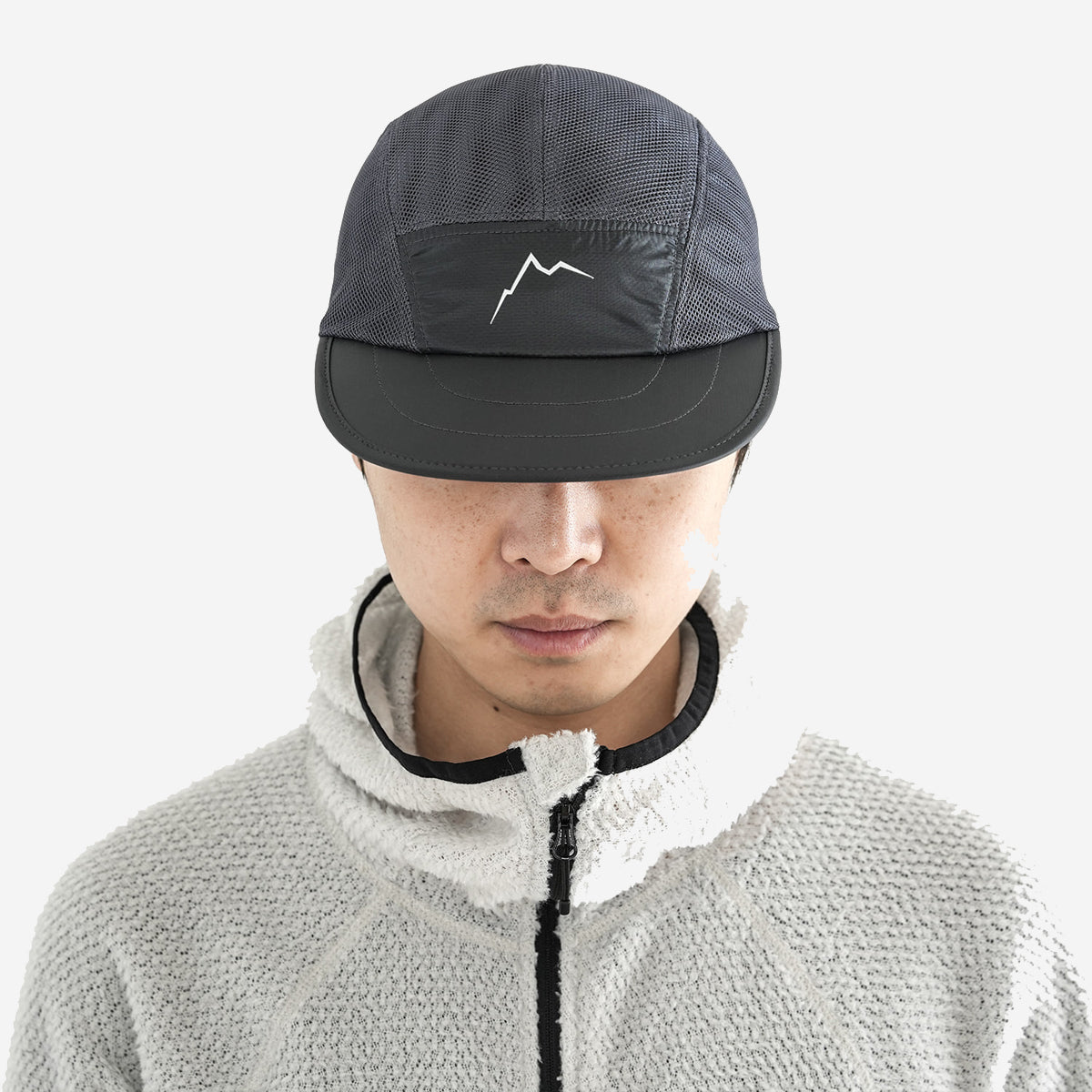 Double Mesh Feather Cap - Grey