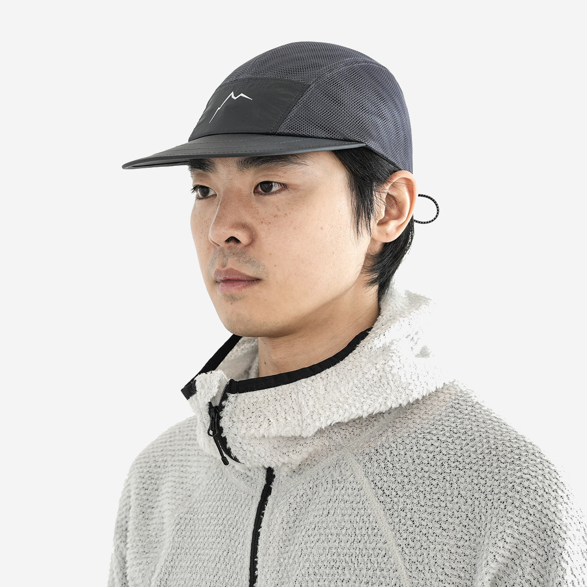 Double Mesh Feather Cap - Grey