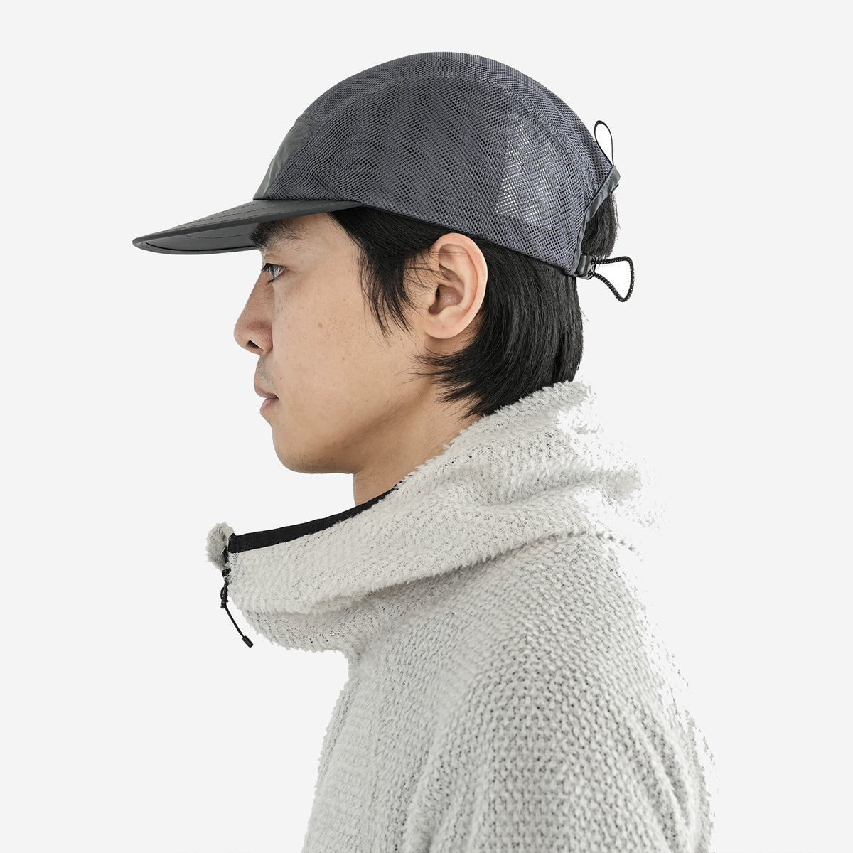 Double Mesh Feather Cap - Grey