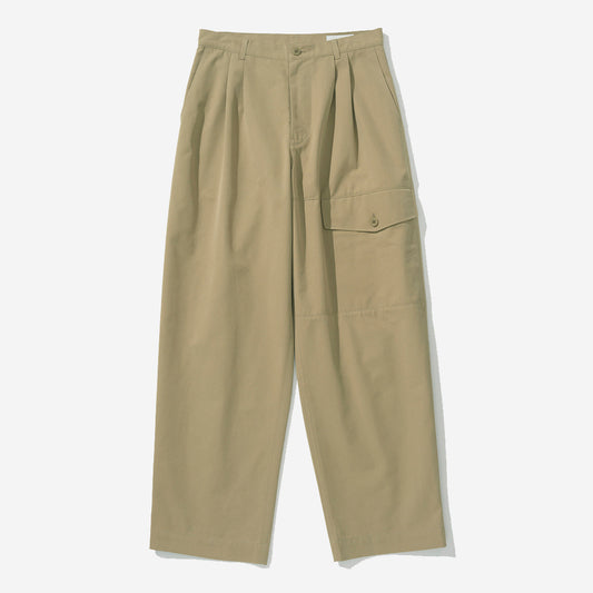 Double Pleat Big Pocket Pants - Beige