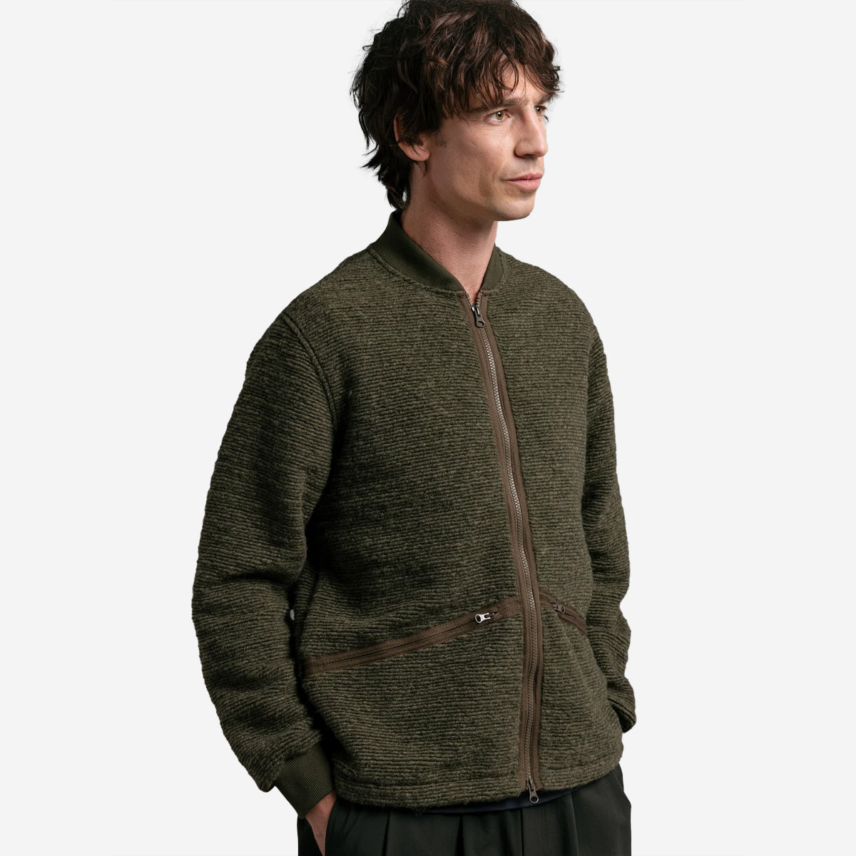 Dreghorn Fleece Zip Cardigan - Olive