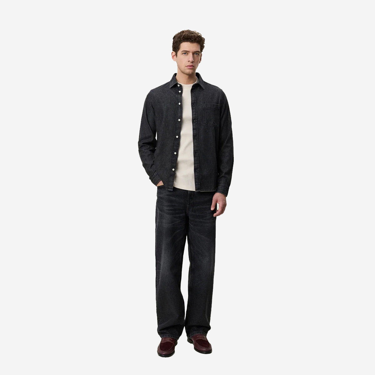 Washed Denim Shirt - Black