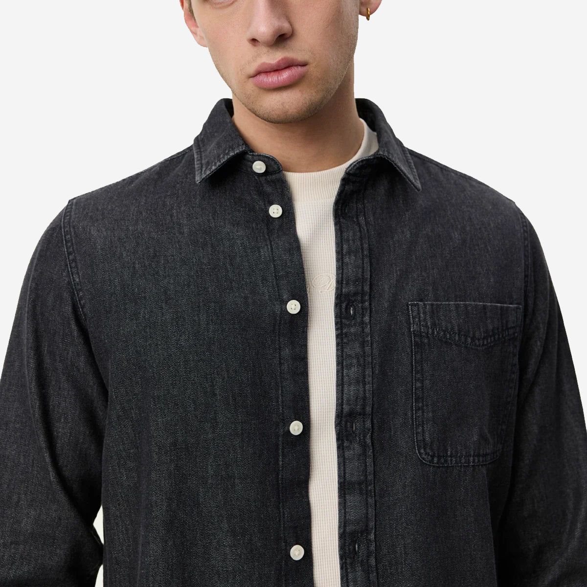 Washed Denim Shirt - Black
