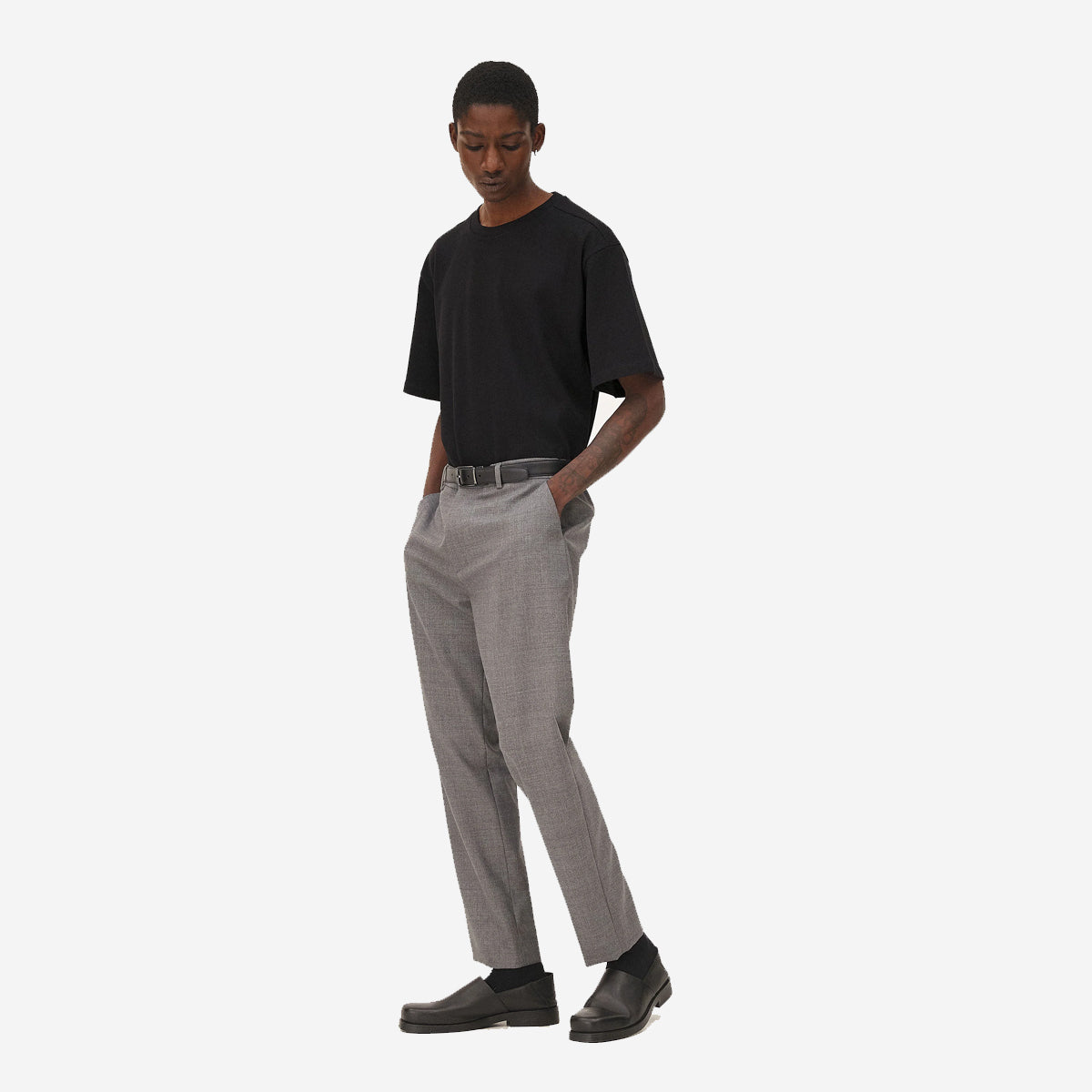 Detroit Virgin Wool Straight Pants - Steel Grey