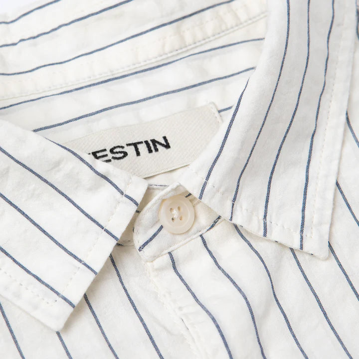 Dirleton Stripe Seersucker Shirt - White/Blue