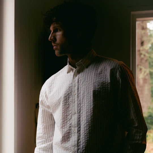 Dirleton Stripe Seersucker Shirt - White/Blue