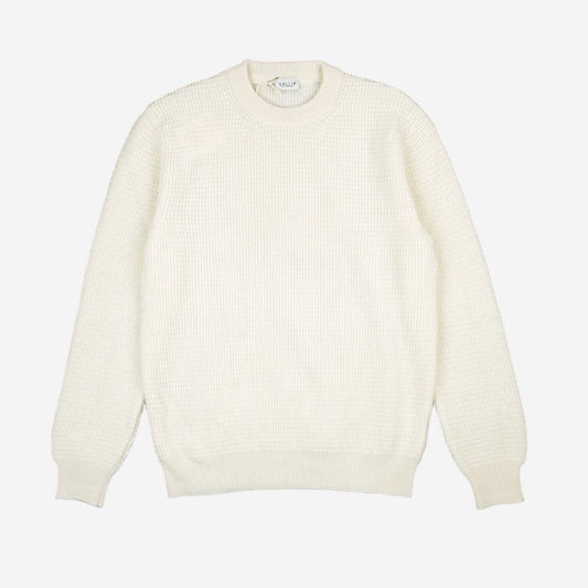 Donn Waffle Merino Wool Crewneck - Cream