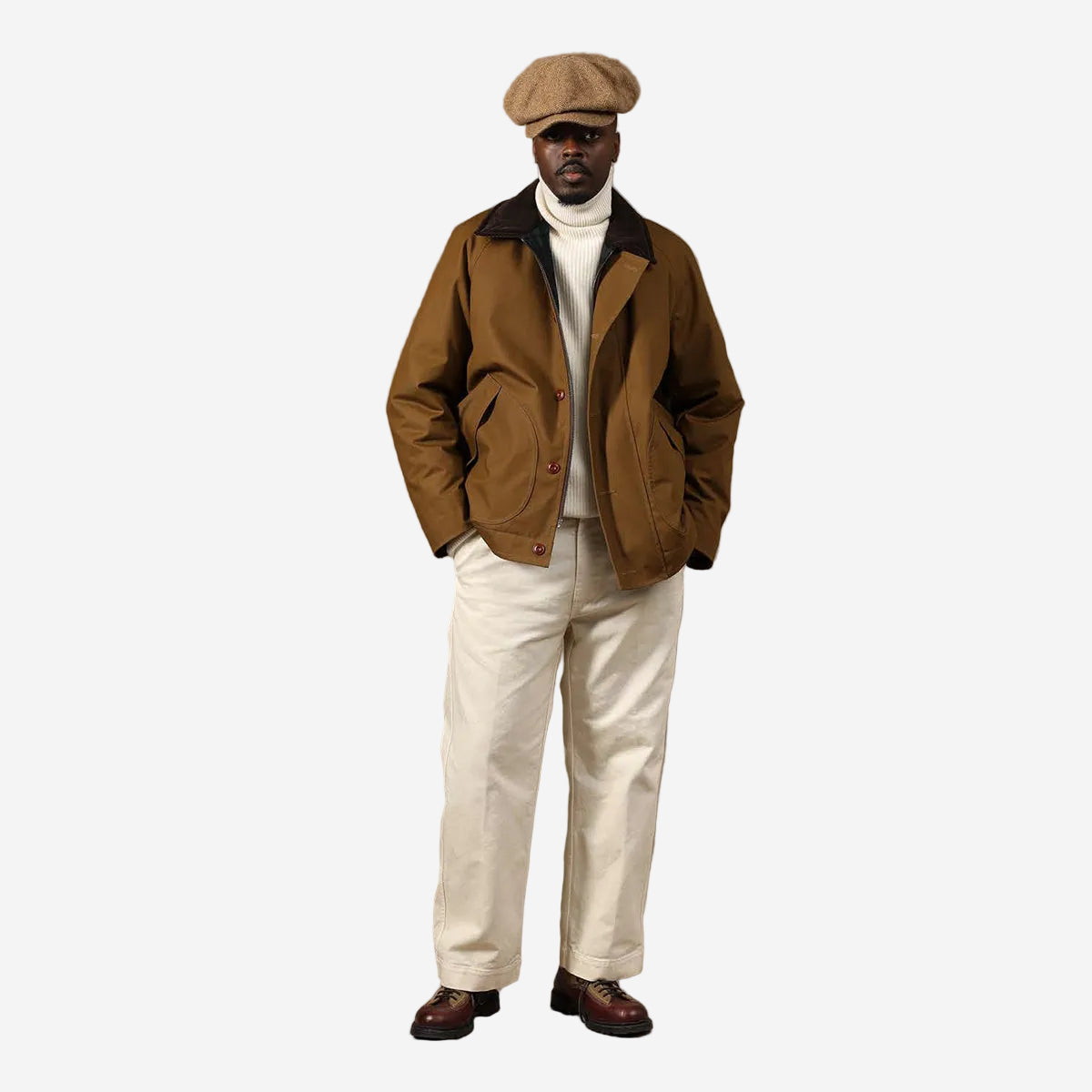 Dorset Waxed Cotton Raglan Sport Jacket - Brown