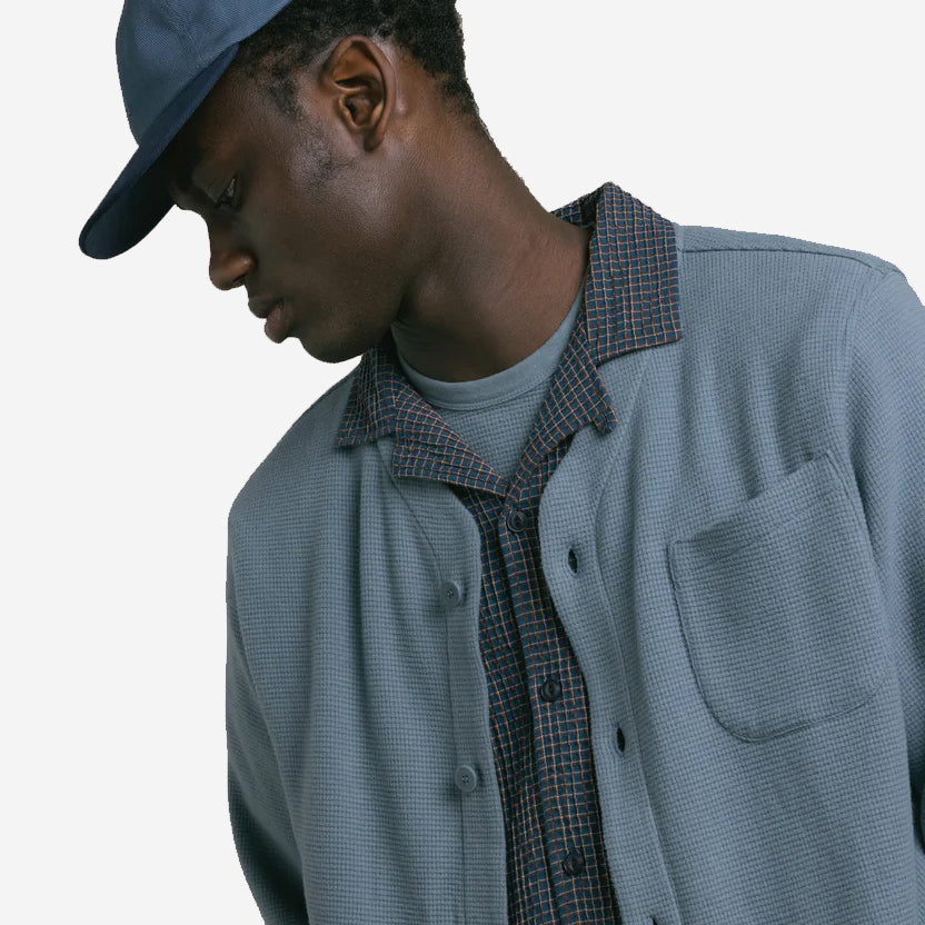 Dunvegan Brushed Waffle Cardigan - Dusty Blue