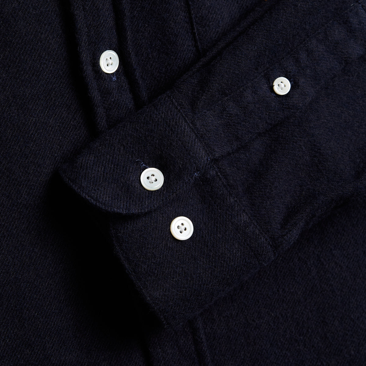 Embroidery Foliage Flannel Shirt - Navy