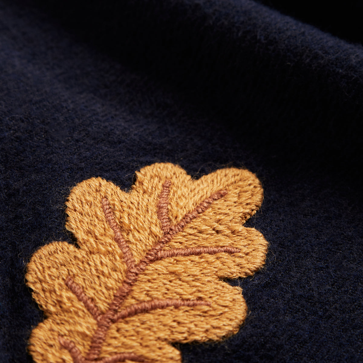 Embroidery Foliage Flannel Shirt - Navy