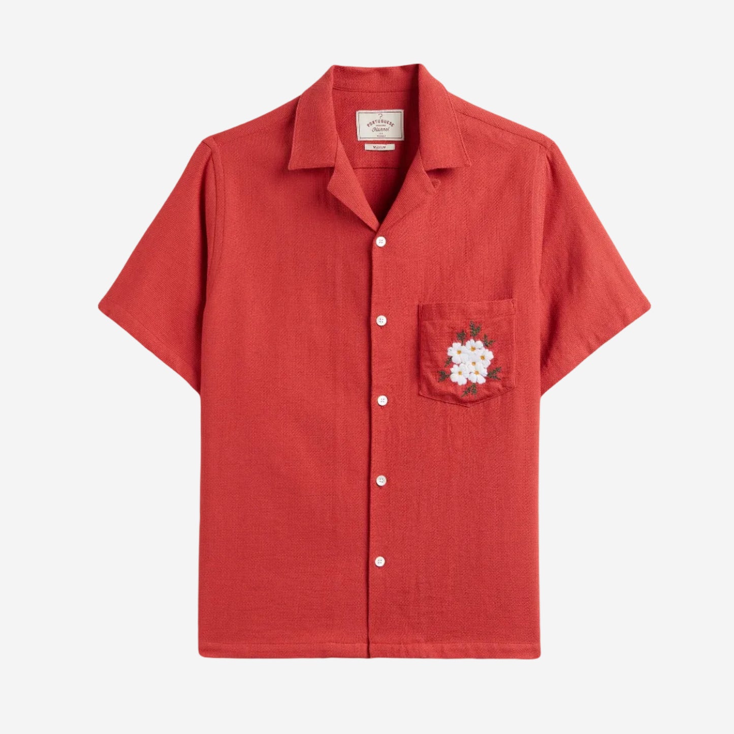 Piqué Floral Embroidery S/S Vacation Shirt - Clay
