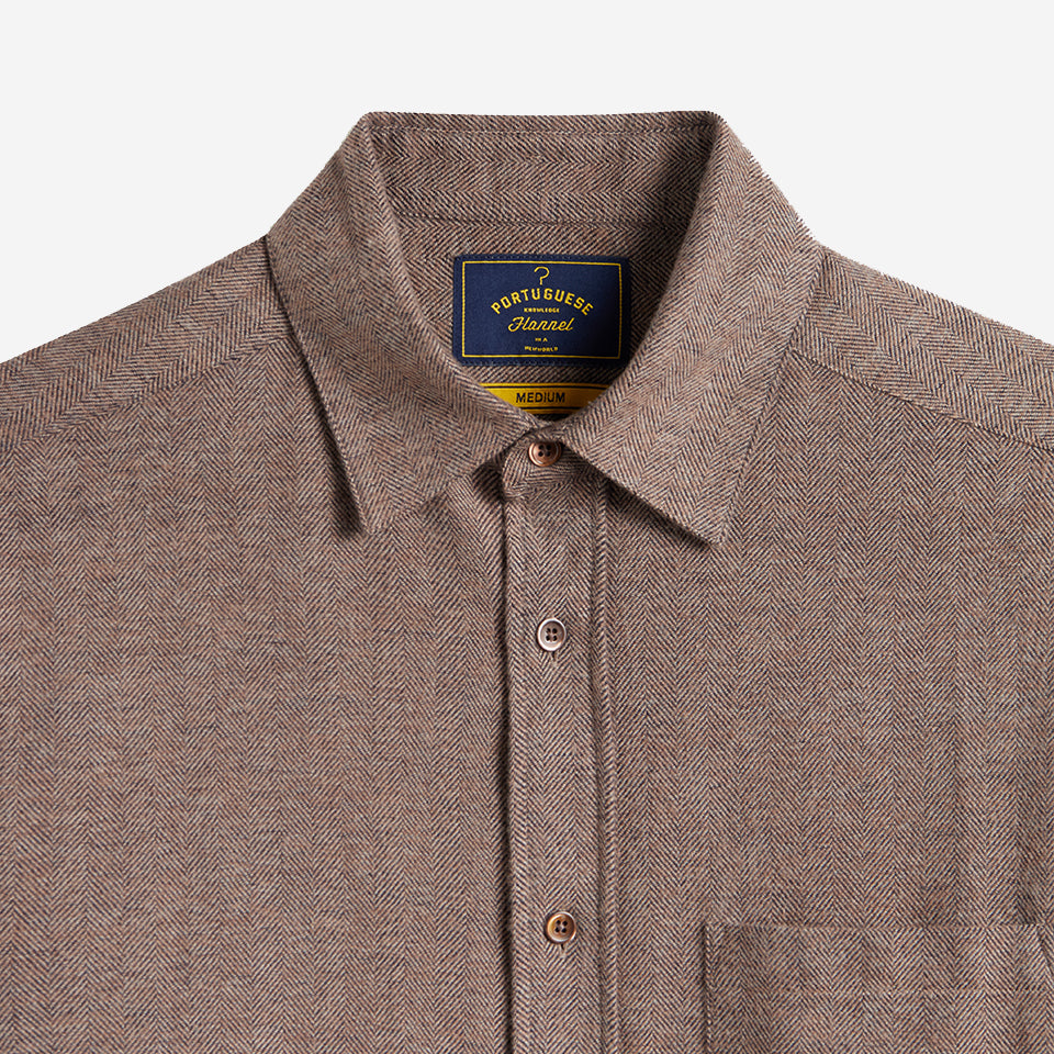 Espiga Herringbone Flannel Shirt - Brown
