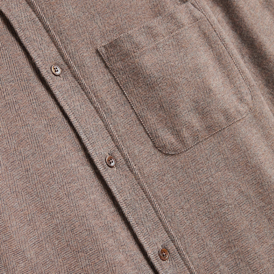 Espiga Herringbone Flannel Shirt - Brown
