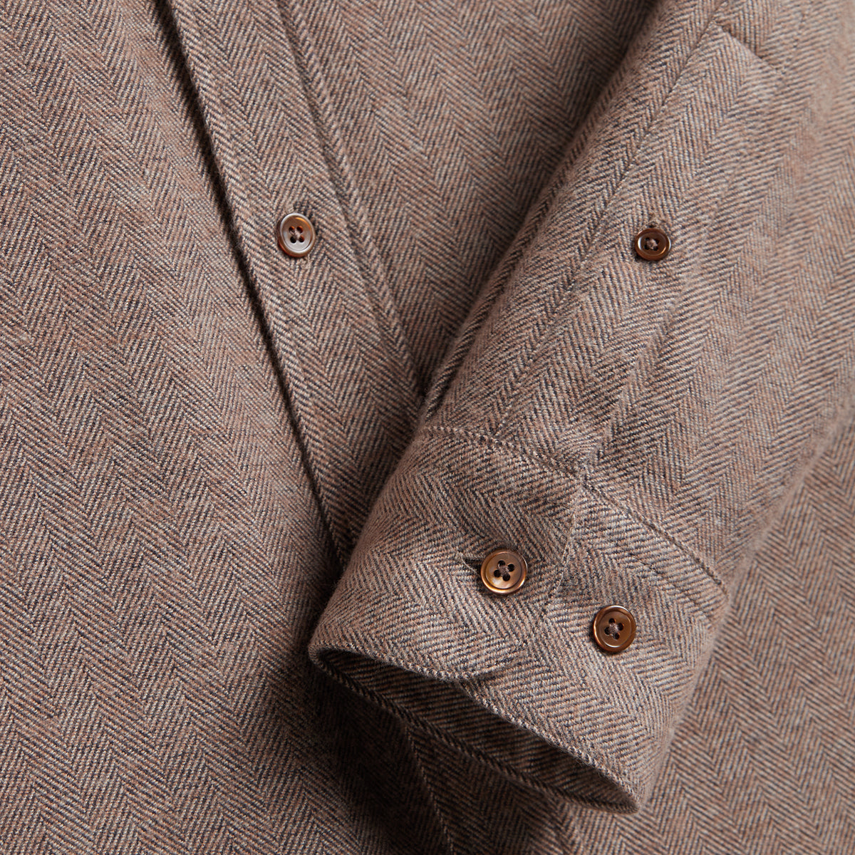 Espiga Herringbone Flannel Shirt - Brown