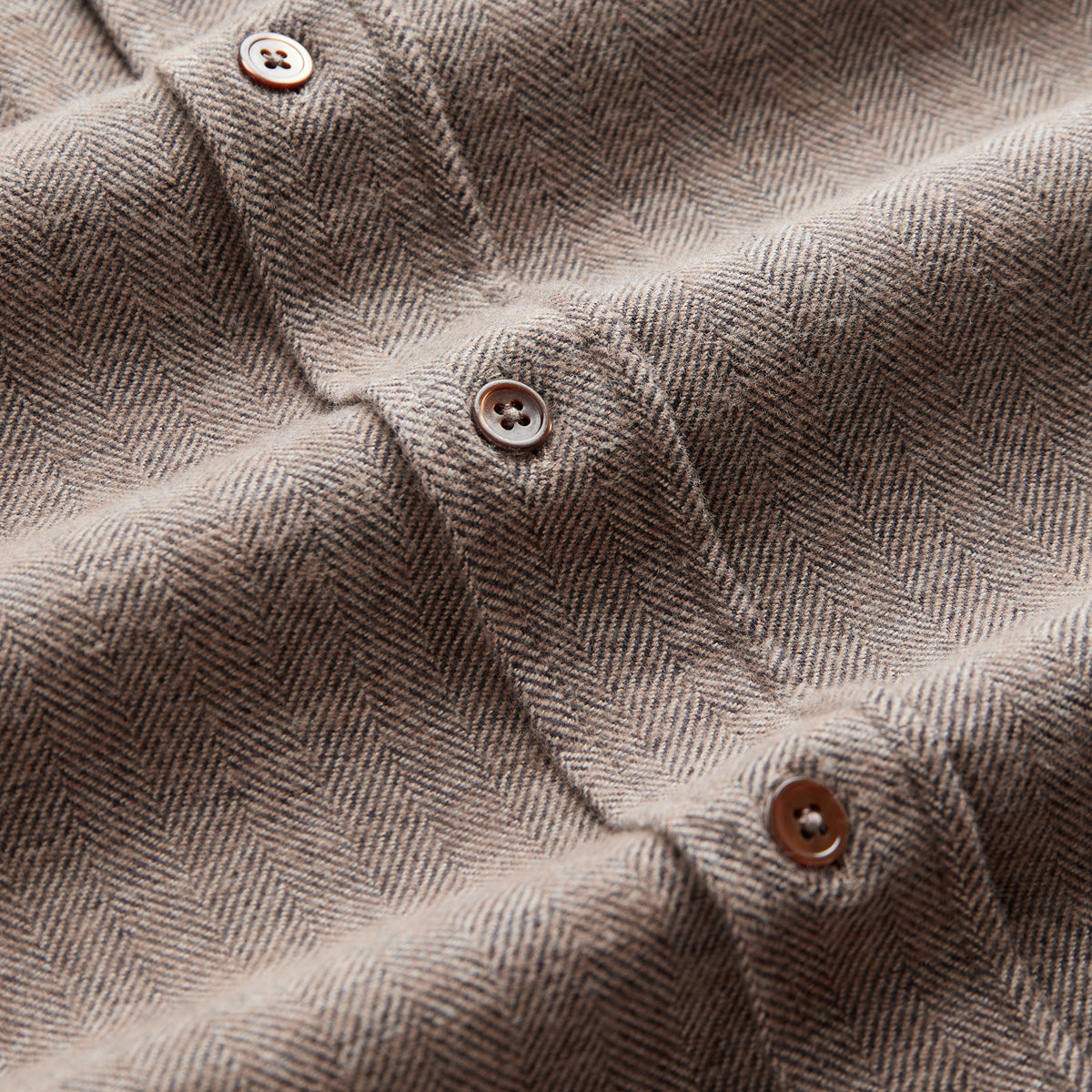 Espiga Herringbone Flannel Shirt - Brown