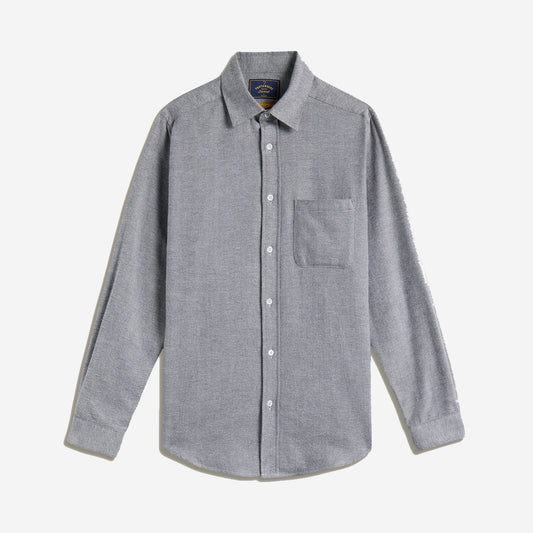 Espiga Herringbone Flannel Shirt - Grey