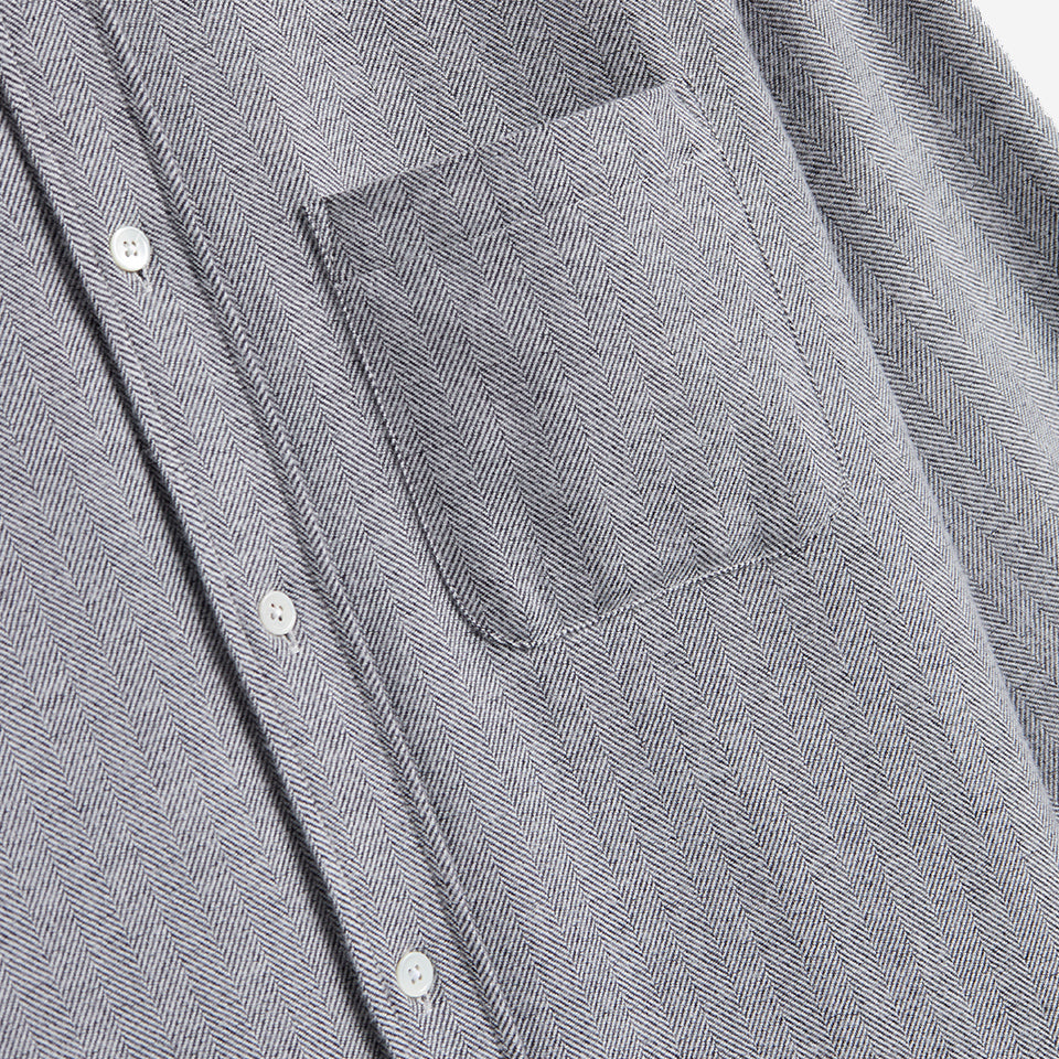 Espiga Herringbone Flannel Shirt - Grey