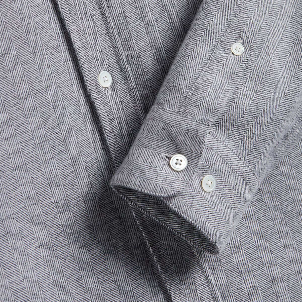 Espiga Herringbone Flannel Shirt - Grey