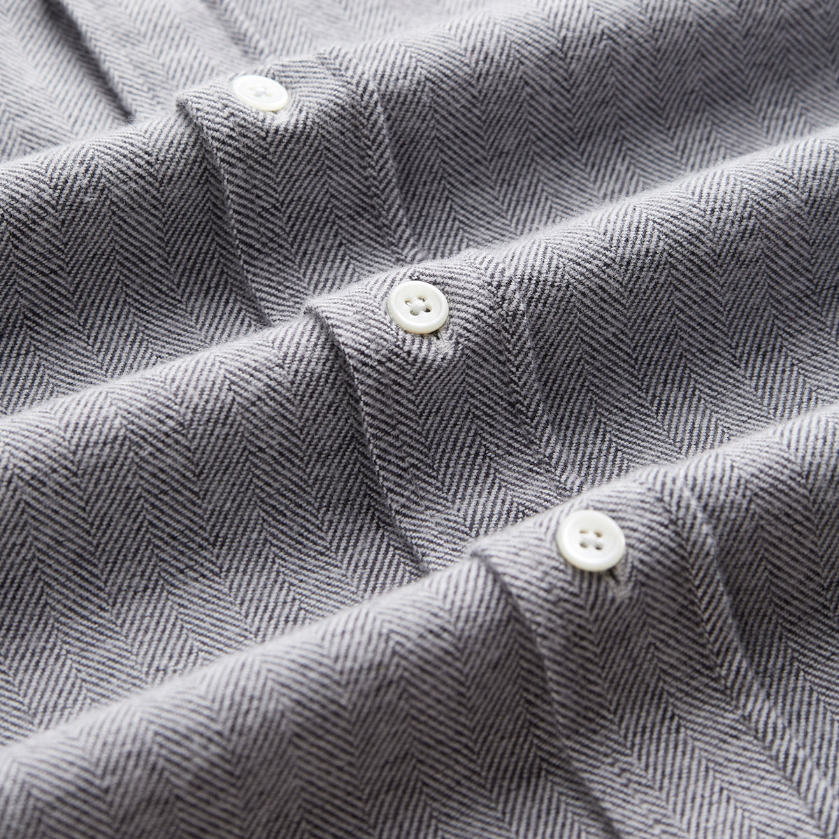Espiga Herringbone Flannel Shirt - Grey