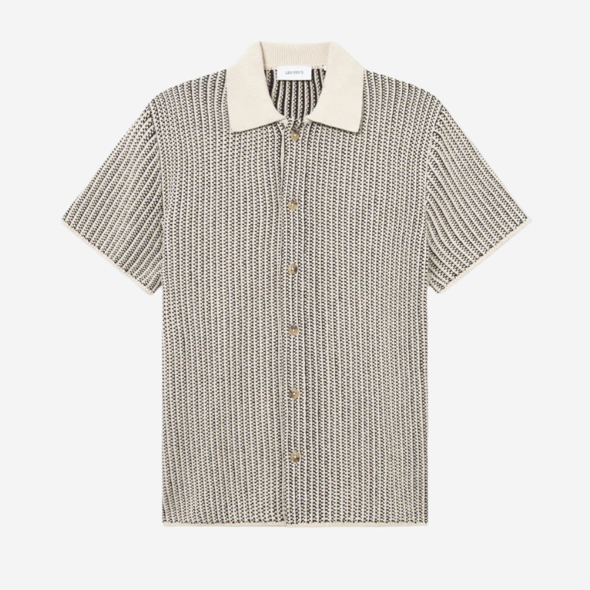 Easton Knitted S/S Polo Shirt - Ivory/Black