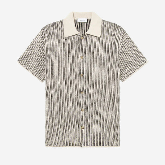 Easton Knitted S/S Polo Shirt - Ivory/Black