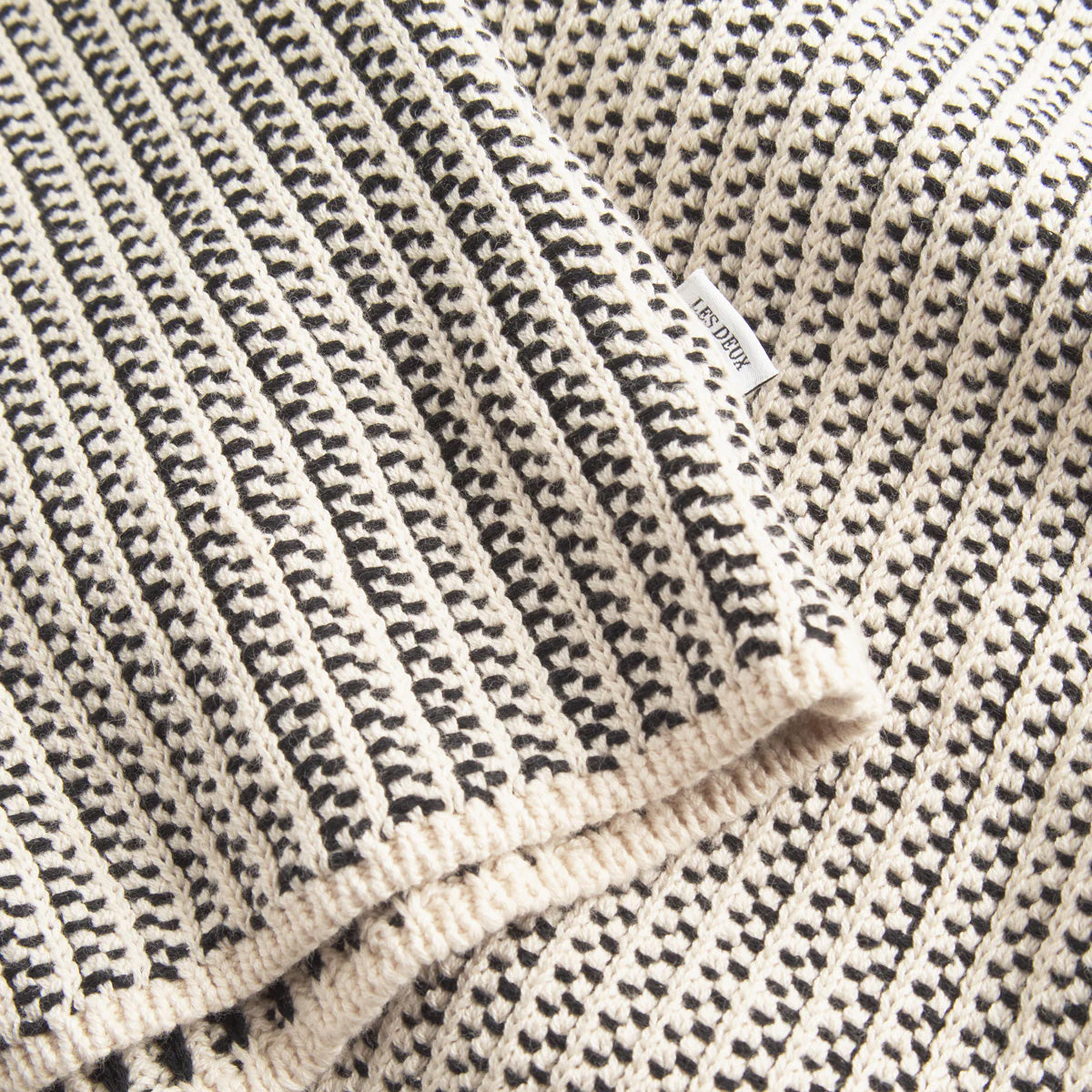 Easton Knitted S/S Polo Shirt - Ivory/Black
