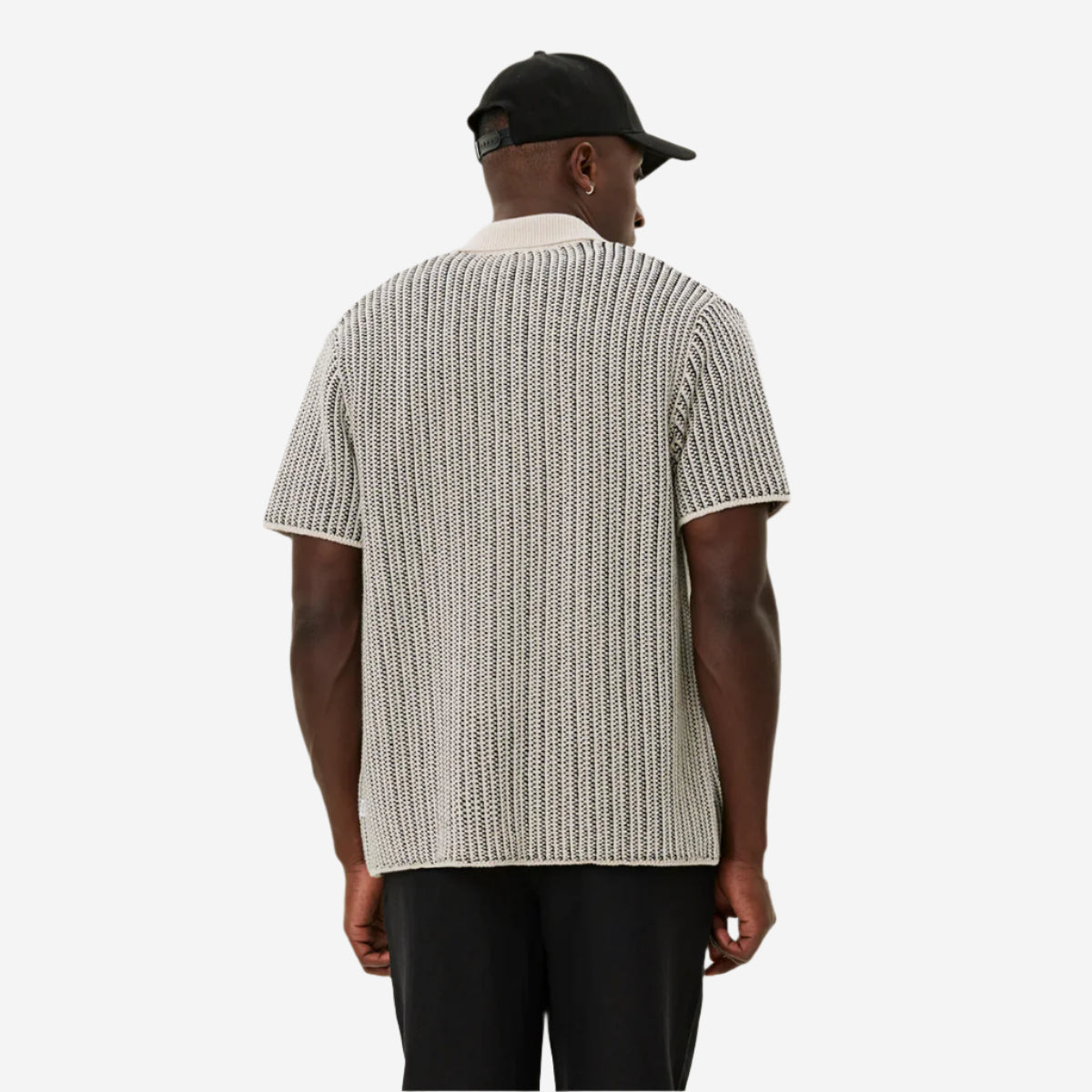 Easton Knitted S/S Polo Shirt - Ivory/Black