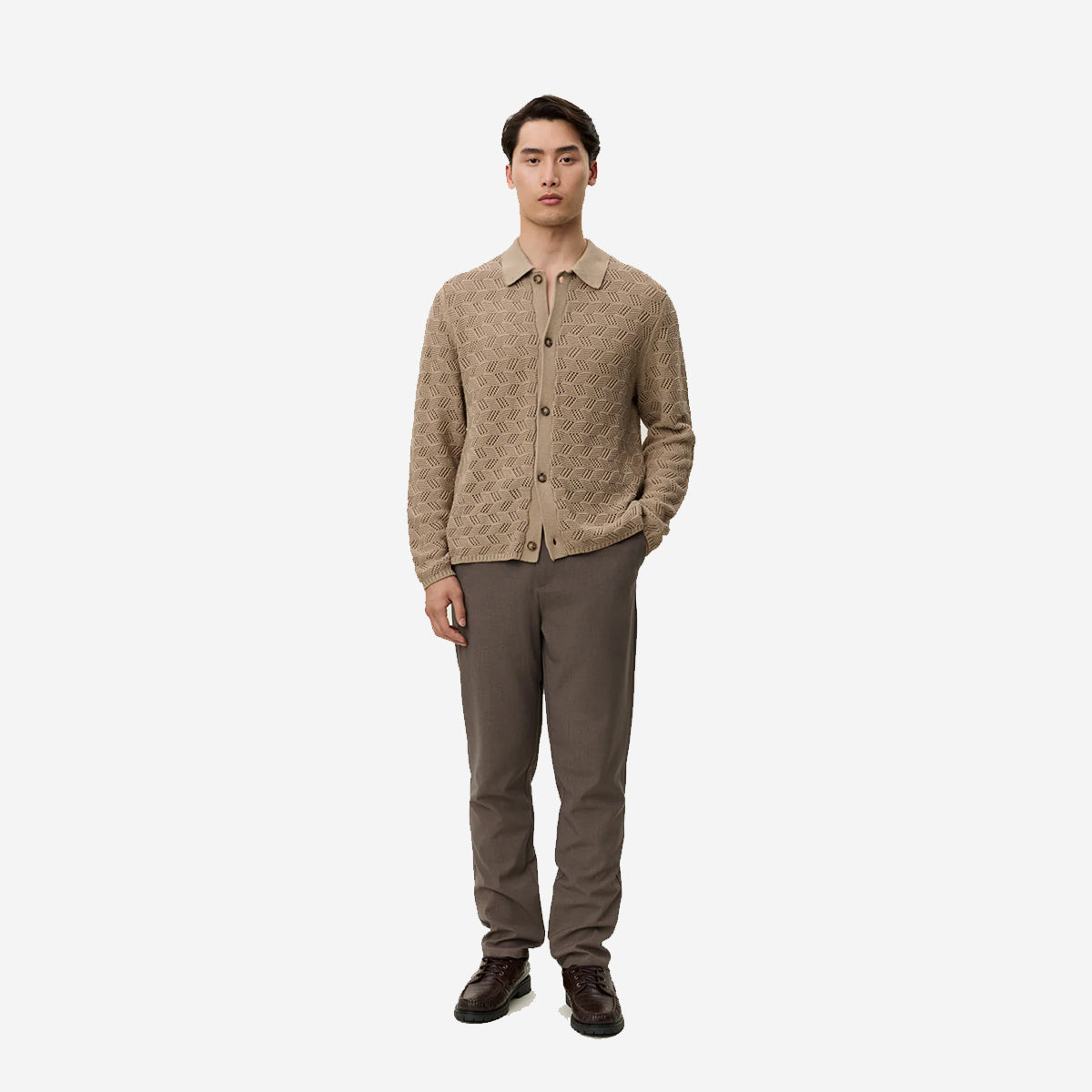 Eloi Knit Cardigan Shirt - Dark Sand