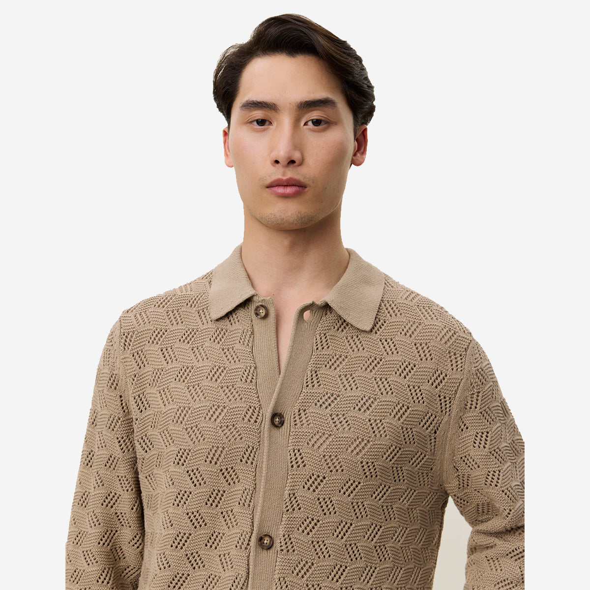 Eloi Knit Cardigan Shirt - Dark Sand
