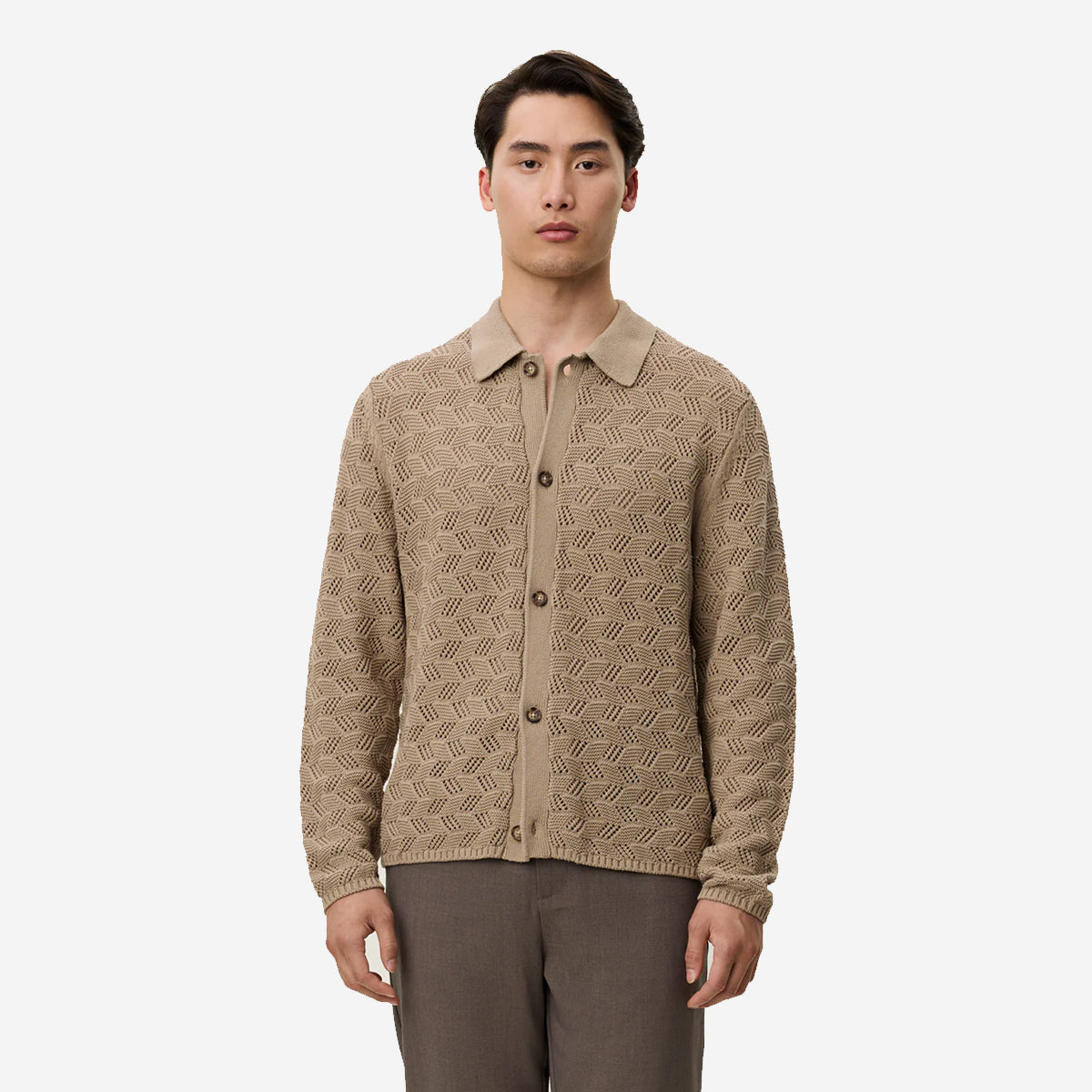 Eloi Knit Cardigan Shirt - Dark Sand
