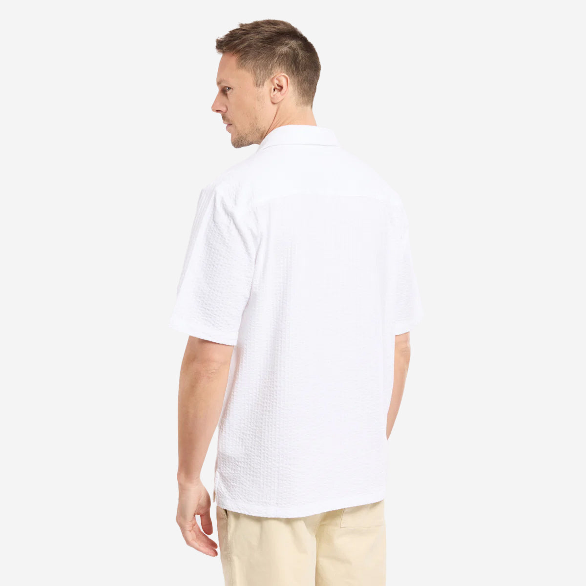 Embossed Knit S/S Shirt - White