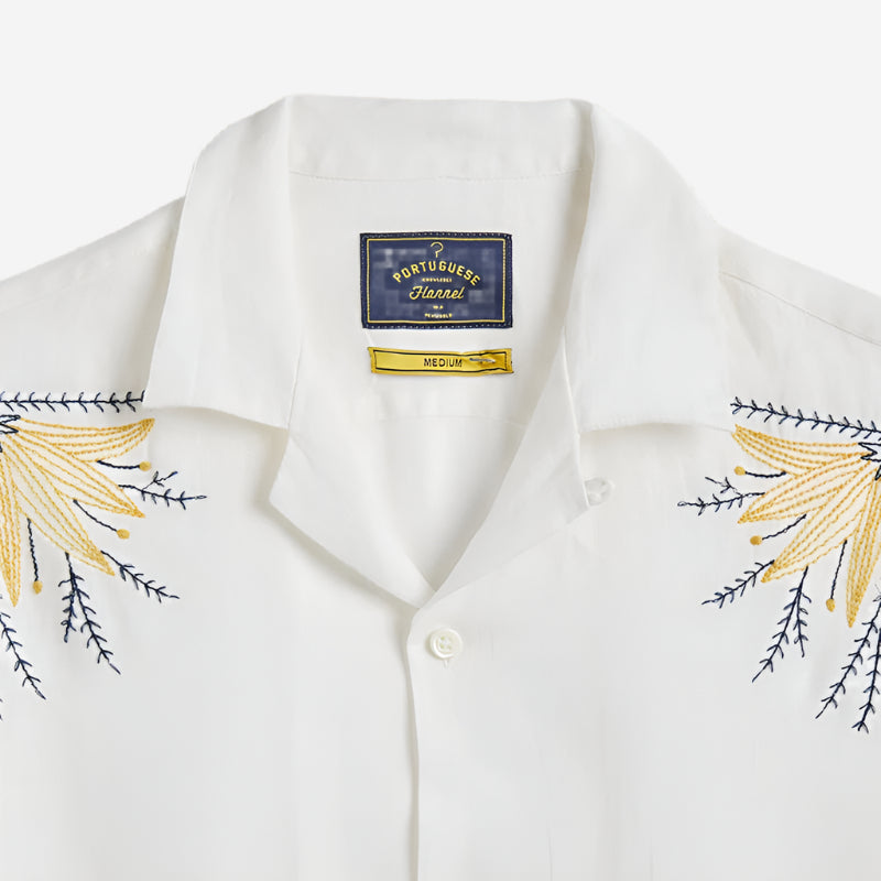 Embroidery S/S Vacation Shirt - Birds and Flowers