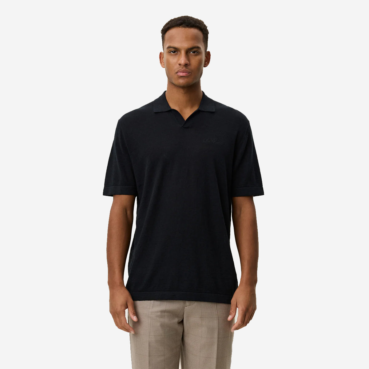 Emmanuel L/C Knit Polo - Black