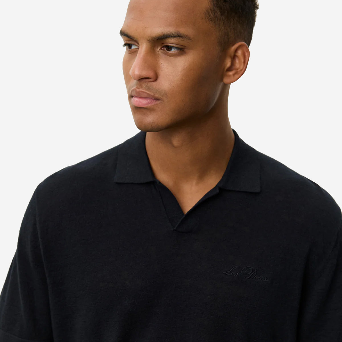 Emmanuel L/C Knit Polo - Black