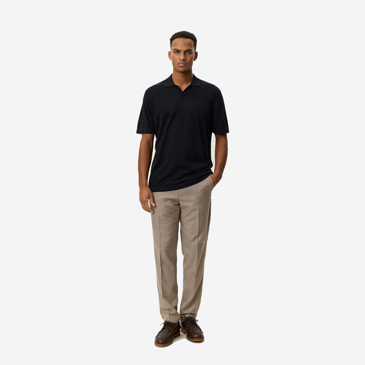 Emmanuel L/C Knit Polo - Black