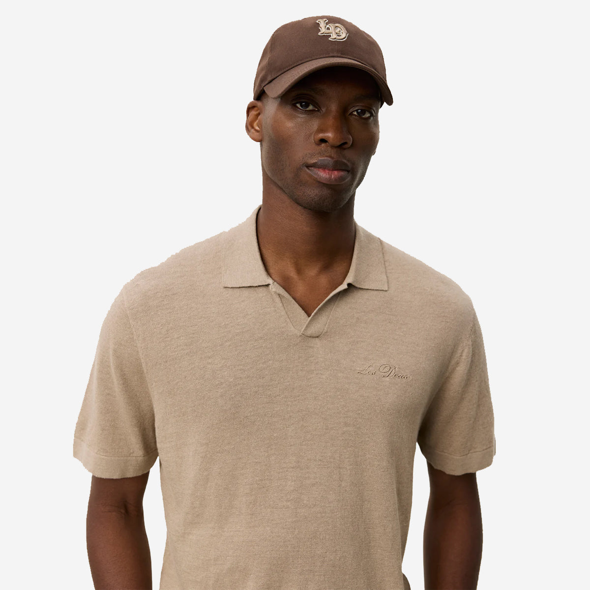 Emmanuel L/C Knit Polo - Dark Sand