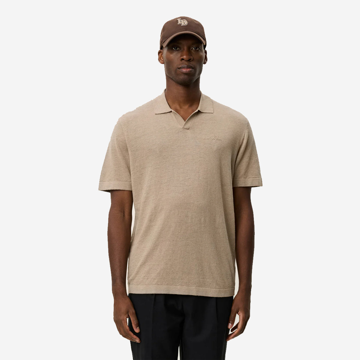 Emmanuel L/C Knit Polo - Dark Sand