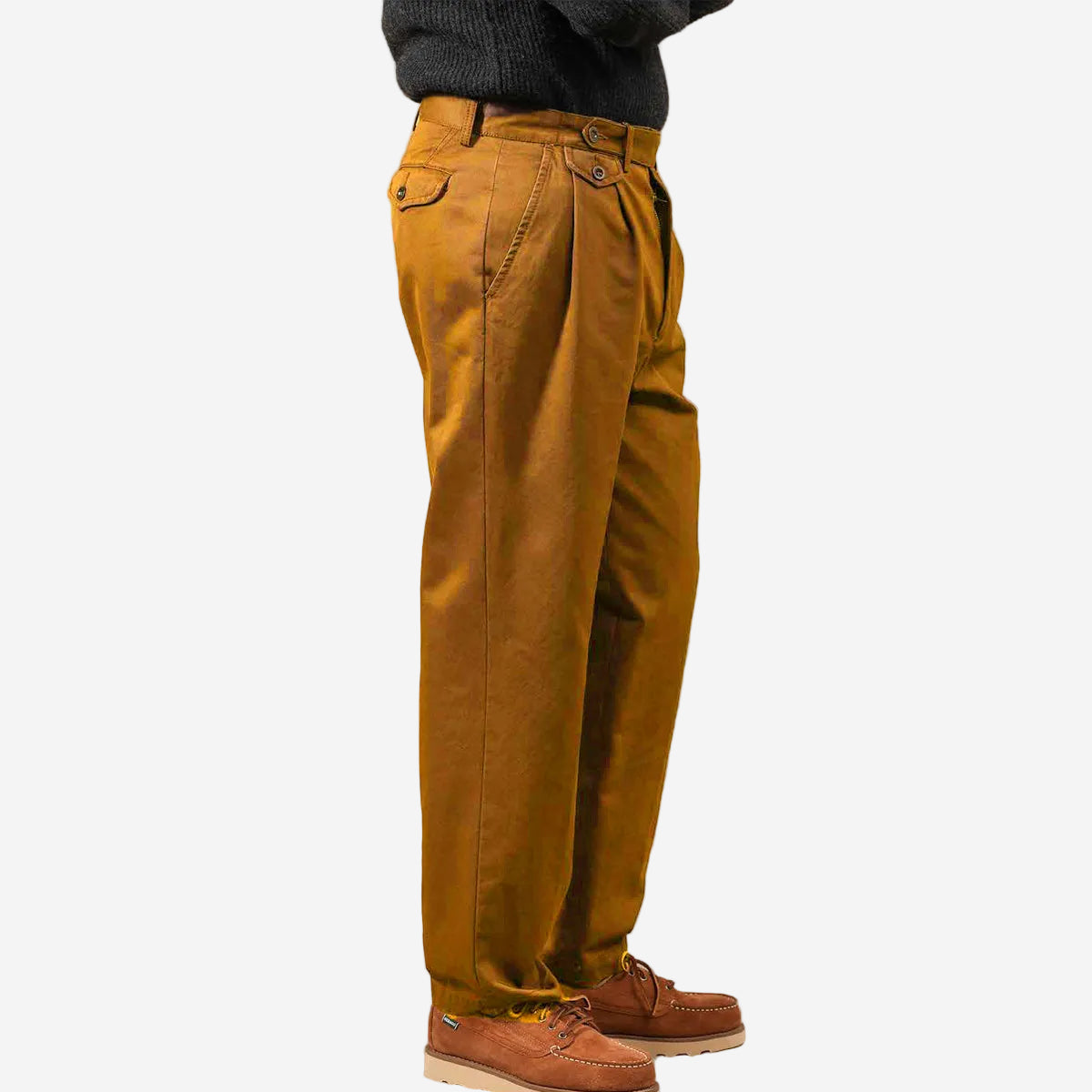 Enfield Two Pleat Gabardine Pants - Mustard