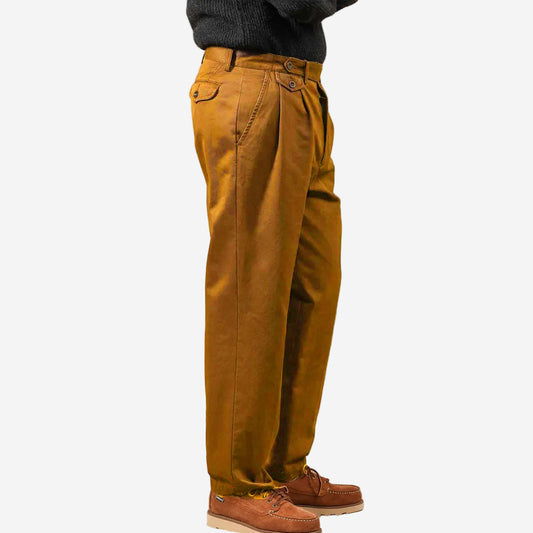 Enfield Two Pleat Gabardine Pants - Mustard