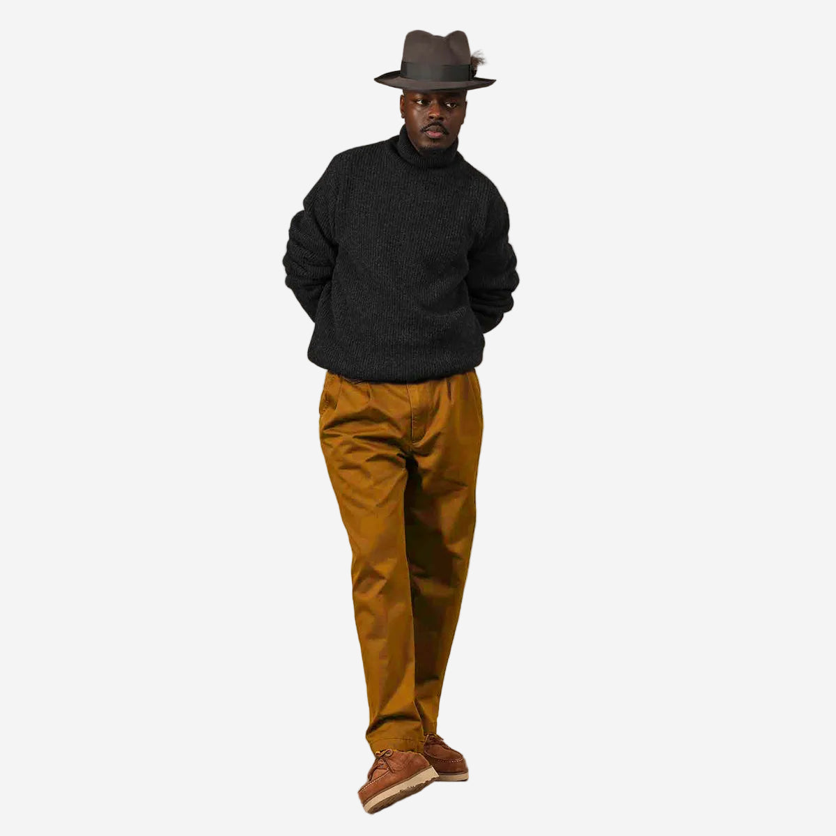 Enfield Two Pleat Gabardine Pants - Mustard