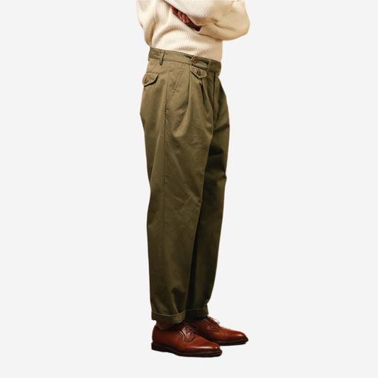 Enfield Two Pleat Gabardine Pant - Green