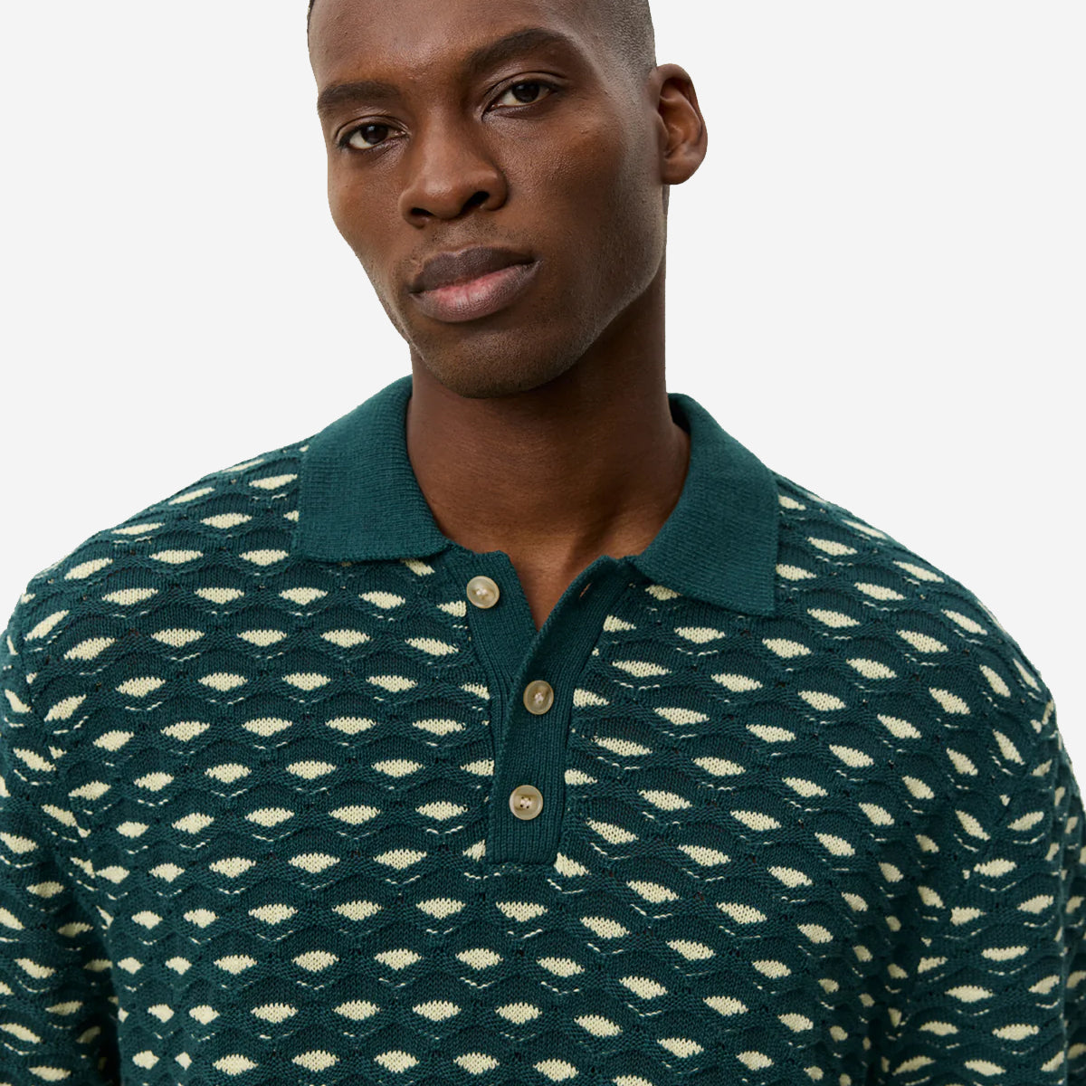 Esmay Shell Knitted Polo - Sea Moss Green