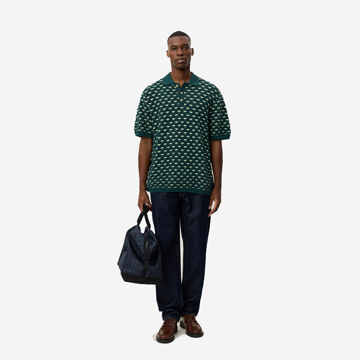 Esmay Shell Knitted Polo - Sea Moss Green